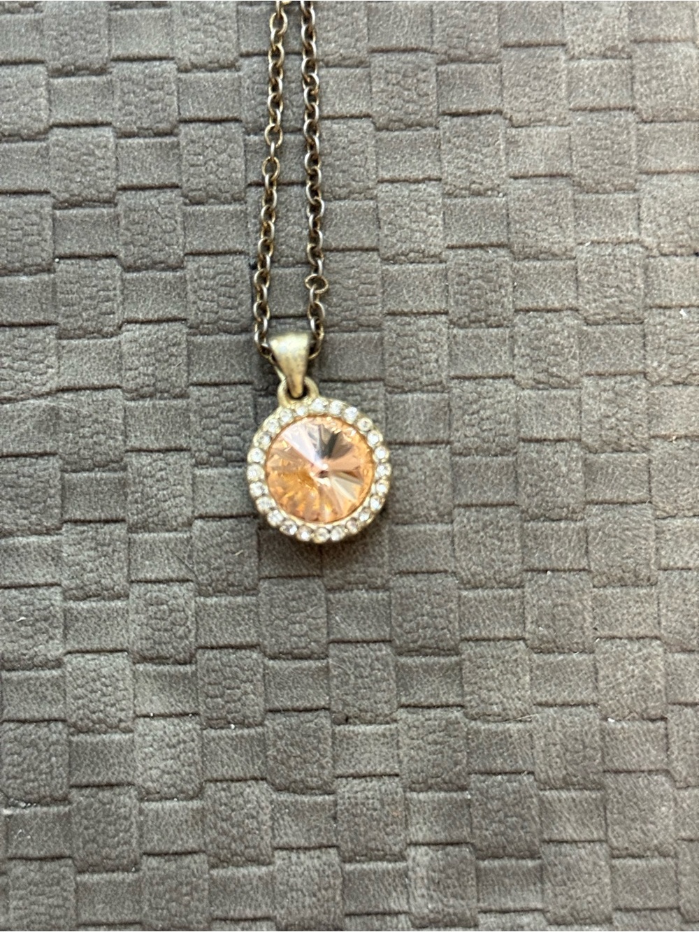 Lia Sophia Gold-Tone‎ Peach Crystal Halo Pendant Necklace